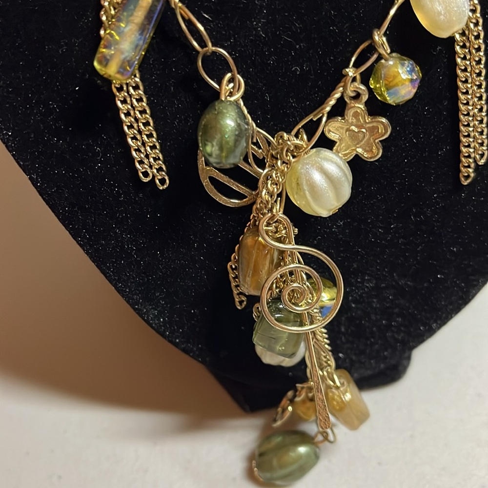 Charm necklace with earth, tone beads - Picture 2 of 5